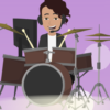 Fine momentum animated instructor playing the drums
