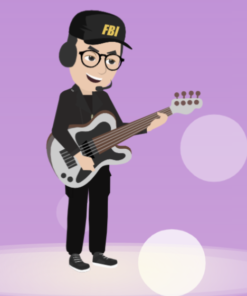 Fine momentum animated instructor playing the guitar