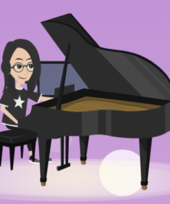 Fine momentum animated instructor playing the piano
