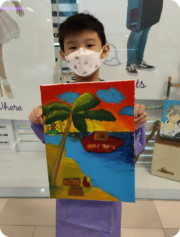 Fine Momentum art student showcasing their work during art lessons
